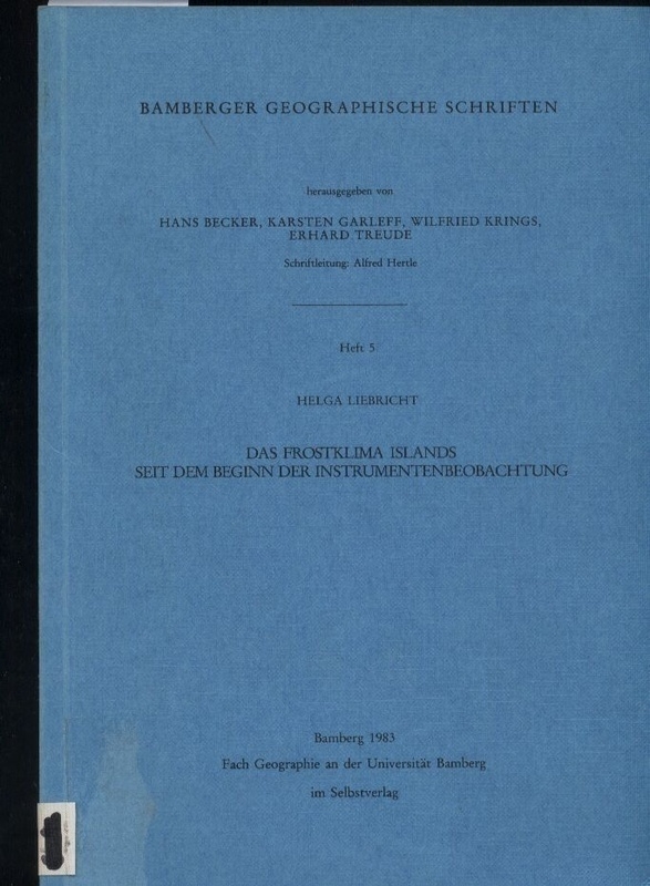 Liebricht,Helga  Das Frostklima Islands seit dem Beginn der Instrumentenbeobachtung 