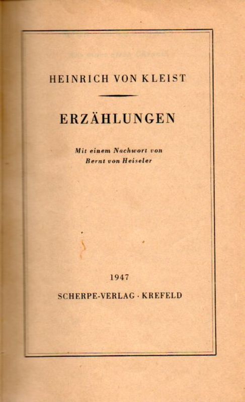 Kleist,Heinrich von  Erzählungen 