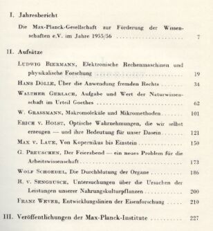 Max-Planck-Gesellschaft  Jahrbuch 1956 