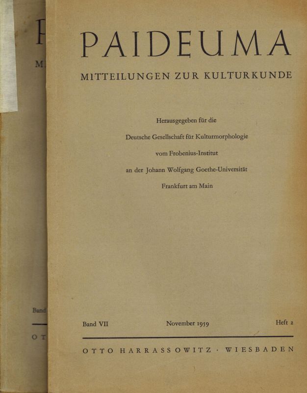 Paideuma  Paideuma Band VII Heft 2 (November 1959) und Heft 4/6 (Juli 1960) 