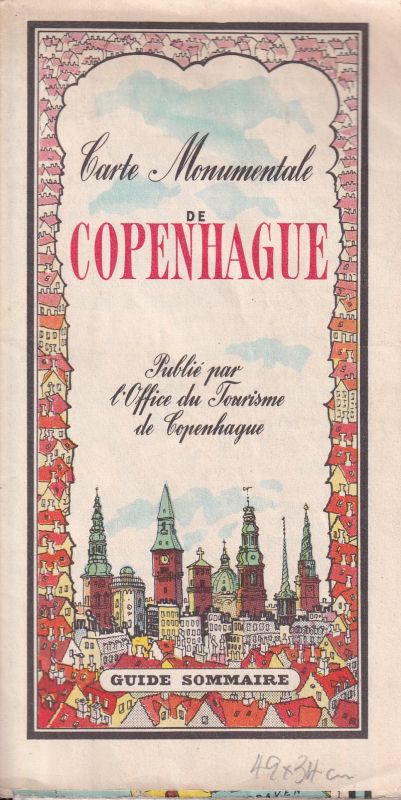 Kopenhagen  Carte Monumentale de Copenhague.49x34 cm 