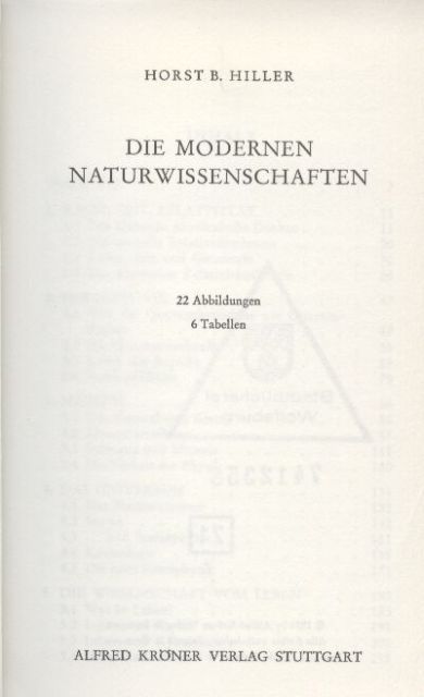 Hiller,Horst B.  Die modernen Naturwissenschaften 
