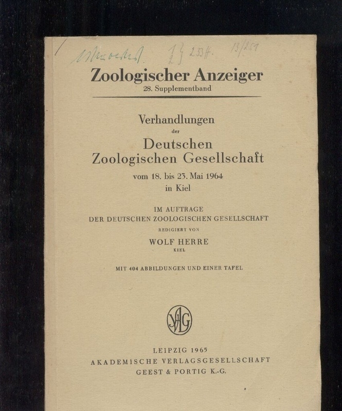 Zoologischer Anzeiger  Zoologischer Anzeiger 28.Supplementband 