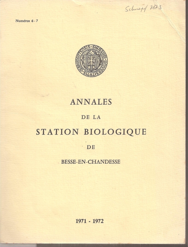 Station Biologique de Besse-en-Chandesse  Annales de la Station Biologique de Besse-en-Chandesse Numero 67 