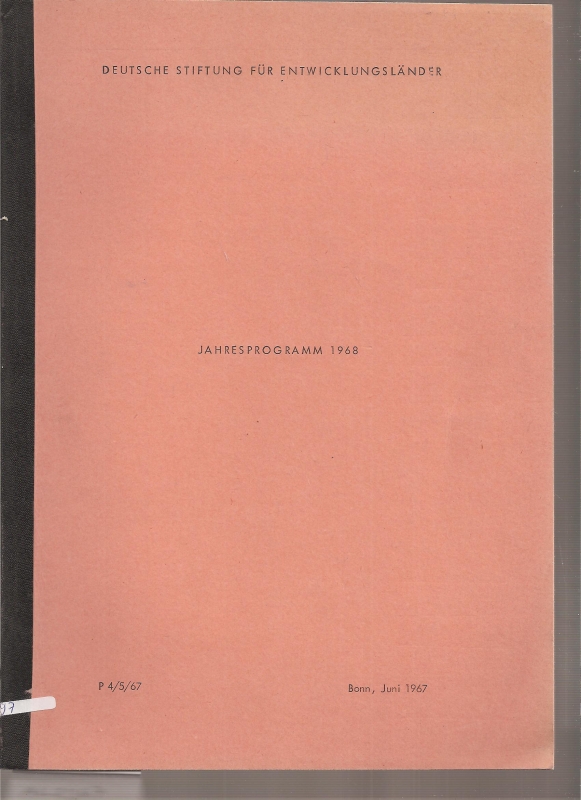 Deutsche Stiftung für Entwicklungshilfe  Jahresprogramm 1968 
