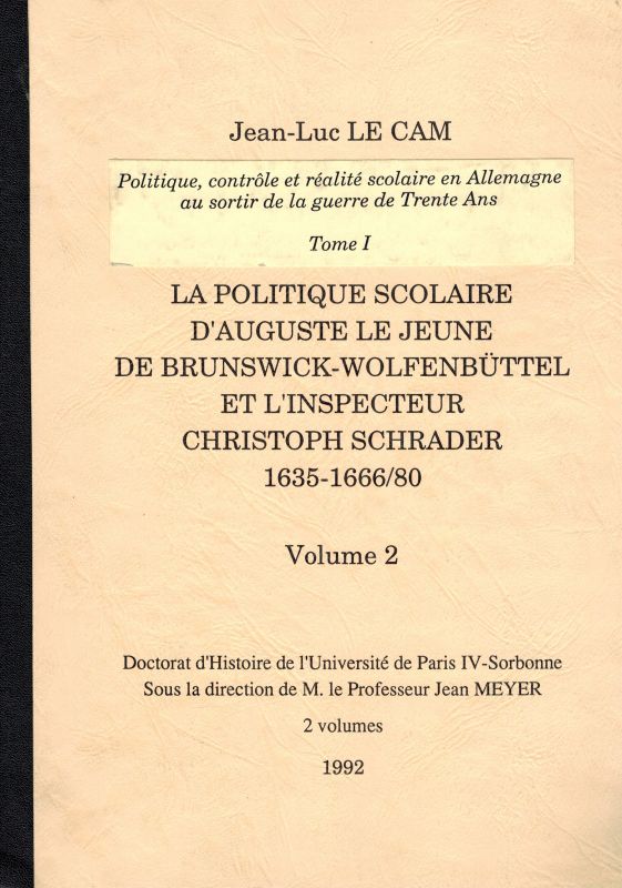 Le Cam,Jean-Luc  Politique, controle et realite scolaire en Allemagne au rotir de la 