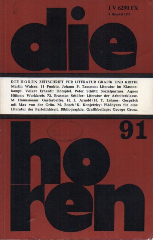 die horen  die horen 18.Jahrgang 1973, Heft 3, Ausgabe 91 