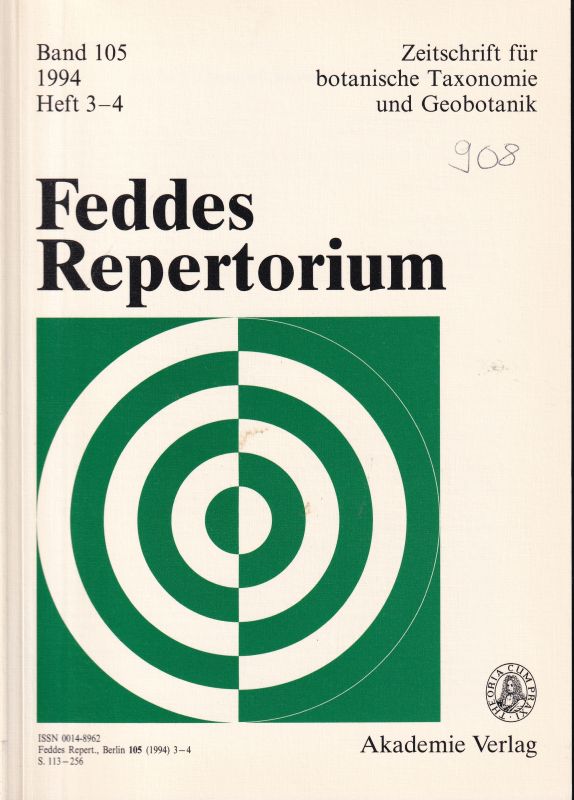 Feddes Repertorium  Feddes Repertorium Band 105, 1994 Heft 3-4 (1 Heft) 