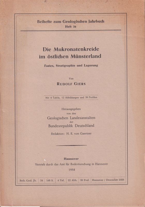 Giers,Rudolf  Die Mukronatenkreide im östlichen Münsterland 