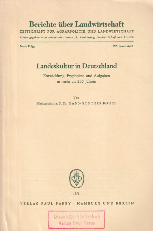 Bohte,Hans-Günther  Landeskultur in Deutschland 