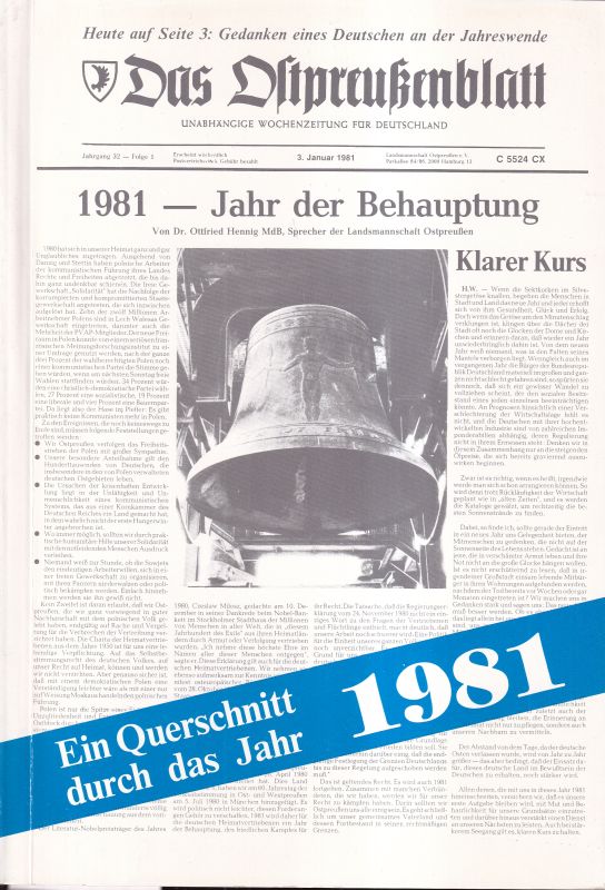 Landsmannschaft Ostpreußen e.V.  Das Ostpreußenblatt - Almanach 1981 