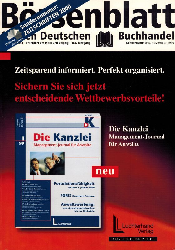 Börsenblatt für den Deutschen Buchhandel  Börsenblatt für den Deutschen Buchhandel Sondernummer: Zeitschriften 