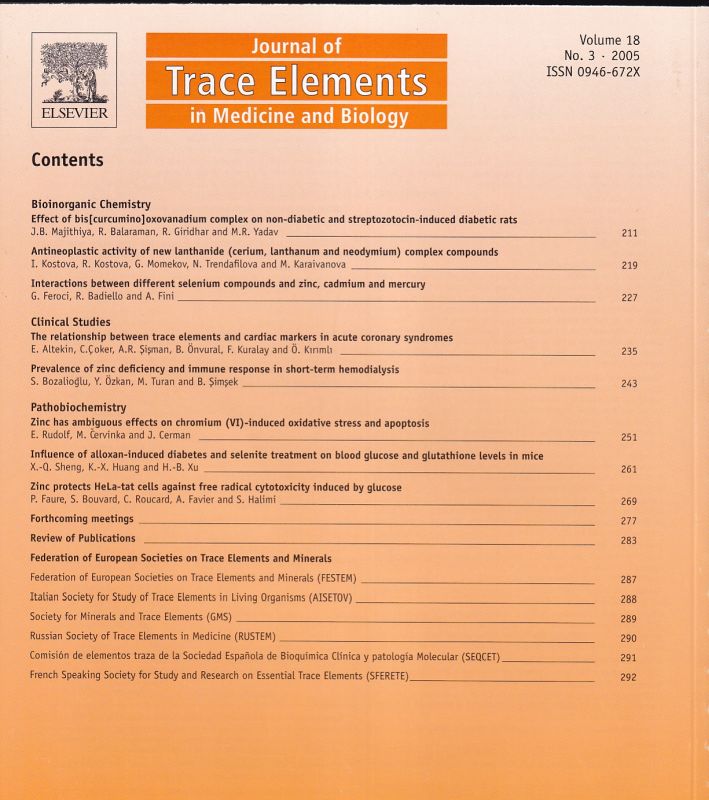 Brätter,Peter and Jürgen D.Kurse-Jarres  Journal of Trace Elements in Medicine and Biology Volume 18 No.3 