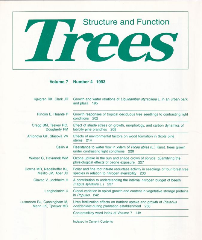 Trees  Structure and Function Trees Volume 7 Number 4, 1993 (1 Heft) 