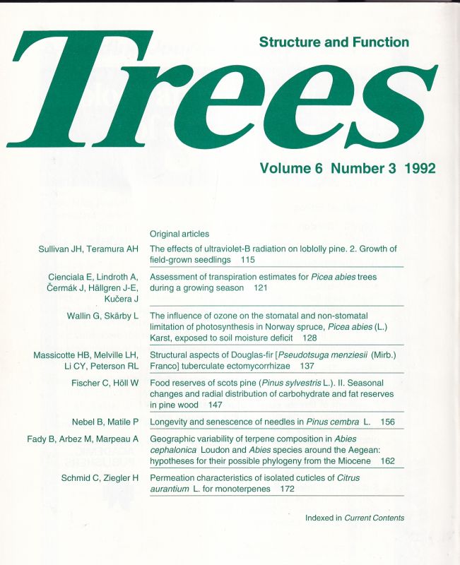 Trees  Structure and Function Trees Volume 6 Number 3, 1992 (1 Heft) 