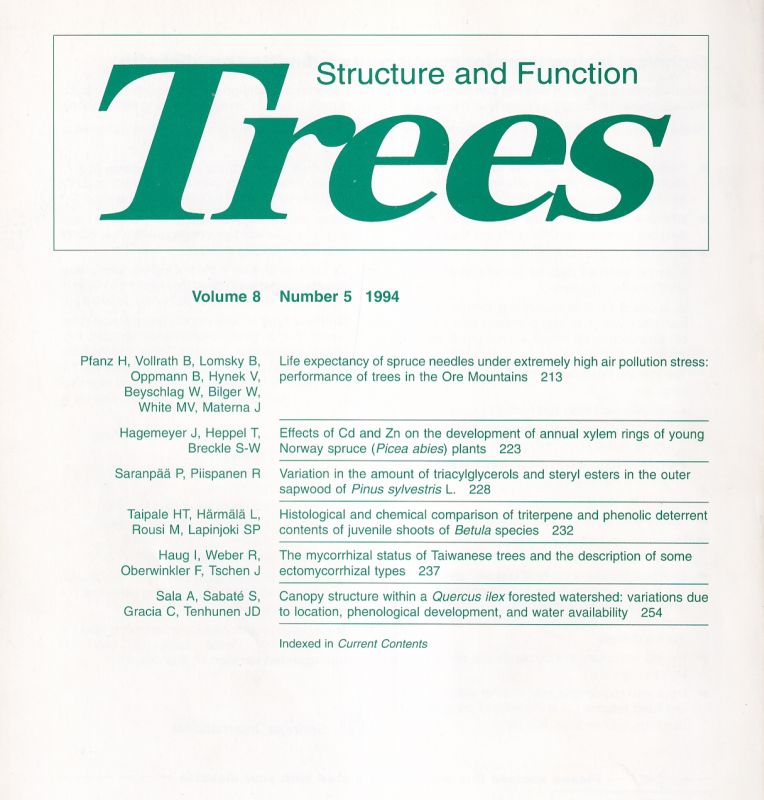 Trees  Structure and Function Trees Volume 8 Number 8, 1994 (1 Heft) 