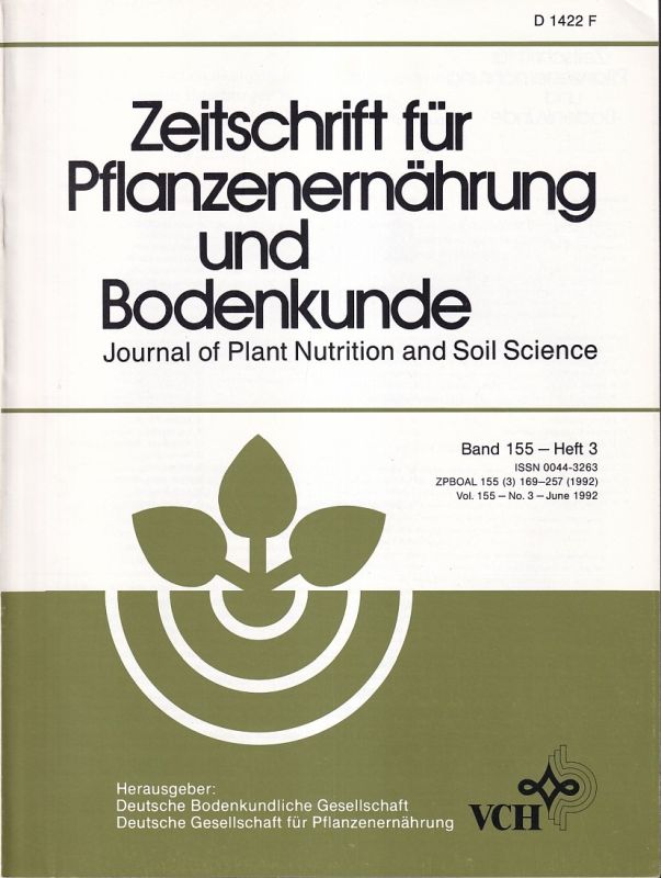 Deutsche Bodenkundliche Gesellschaft  Zeitschrift für Pflanzenernährung und Bodenkunde Band 155 - Heft 3 