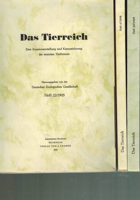 Deutsche Zoologische Gesellschaft (Hsg.)  Das Tierreich 44 Bände (Band 1 bis 44) 