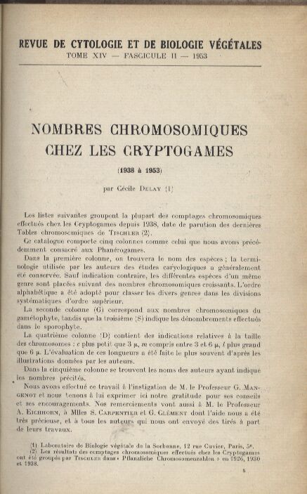 Delay,Cecile  Nombres Chromosomiques chez les Cryptogames 