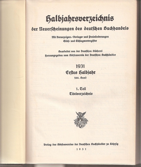 Börsenverein der Deutschen Buchhändler (Hsg.)  Halbjahresverzeichnis der Neuerscheinungen des deutschen Buchhandels 