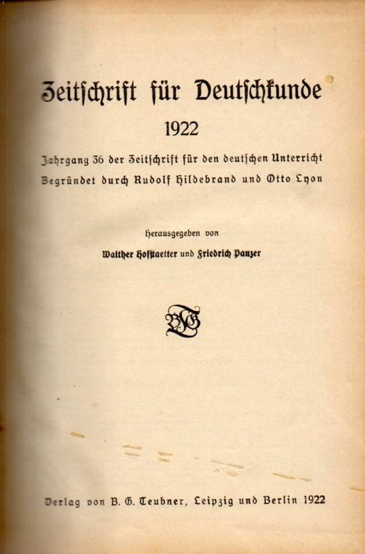 Zeitschrift für Deutschkunde  Jg.36.1922 