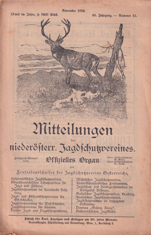 Niederösterreichischer Jagdschutzverein  Mitteilungen des Niederösterreichischen Jagdschutzvereines 