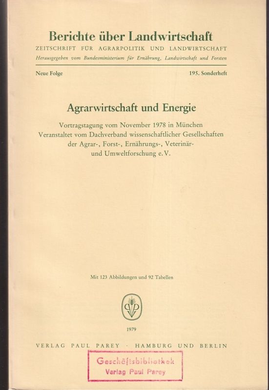 Berichte über Landwirtschaft  Agrarwirtschaft und Energie 