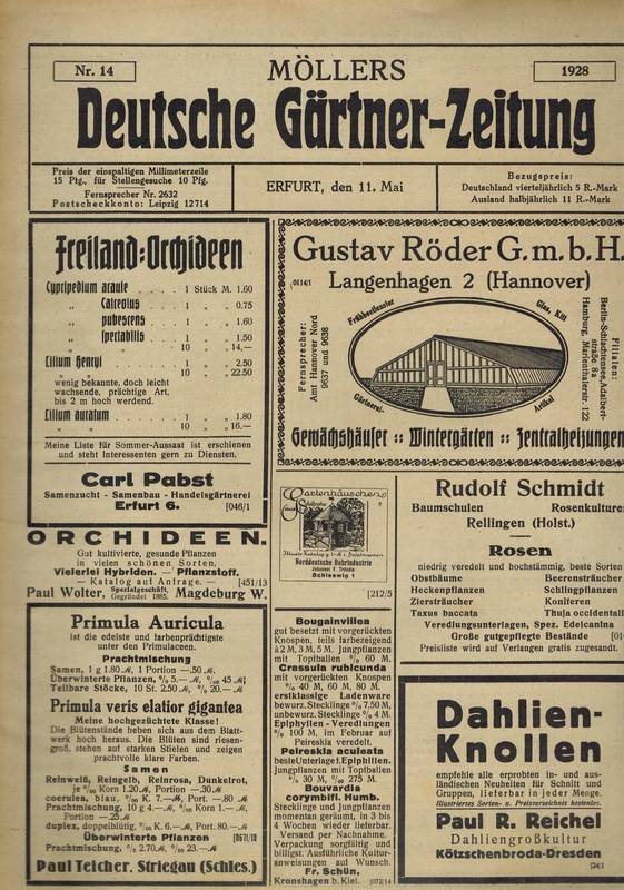 Möllers Deutsche Gärtner-Zeitung  Möllers Deutsche Gärtner-Zeitung 43.Jahrgang 1928, Heft 14 