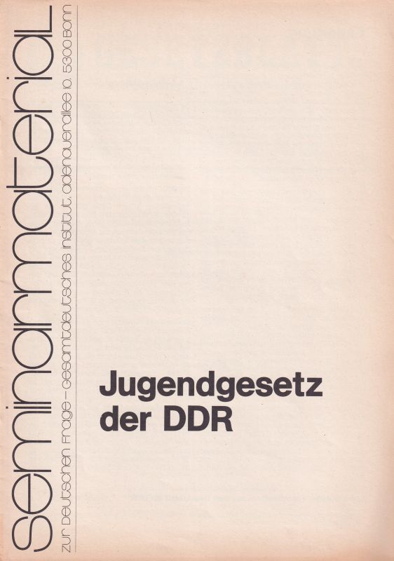Gesamtdeutsches Institut  Jugendgesetz der DDR 