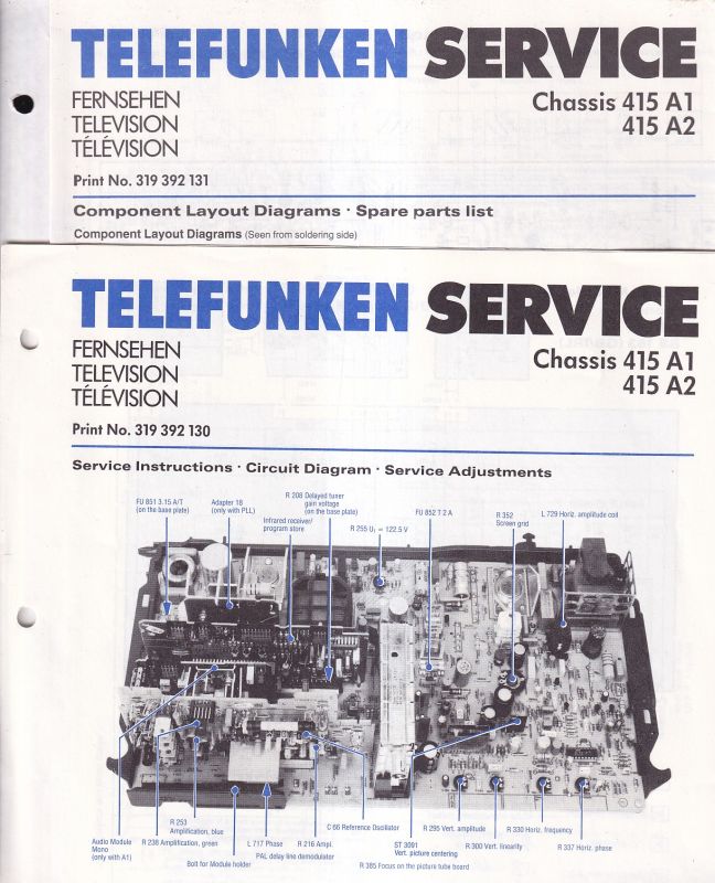 Telefunken  Television Service Information 1982 für Chassis 415A1 und 415A2 