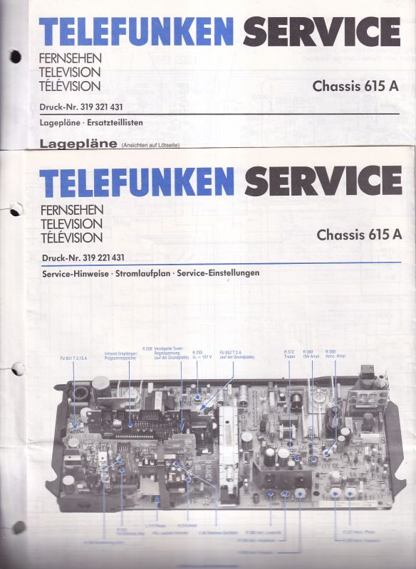 Telefunken  Fernseh Service Information 1982 für Chassis 615A 