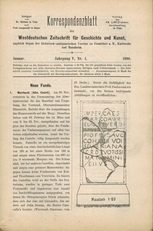 Hettner,F. und K.Lamprecht  Korrespondenzblatt der Westdeutschen Zeitschrift für Geschichte und 