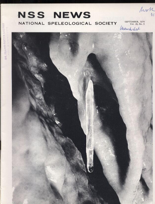 National Speleological Society  NSS News Volume 28,Number 9 September 1970 