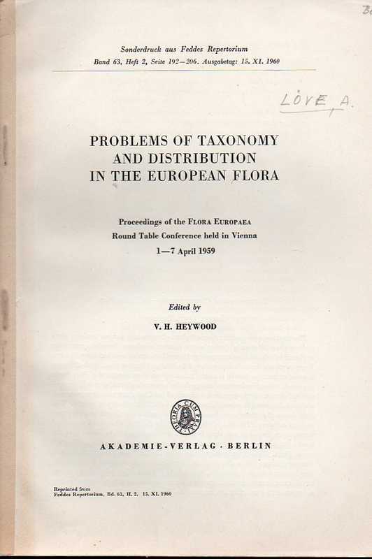 Heywood,V.H.  Problems of Taxonomy and Distrubtion in the European Flora 
