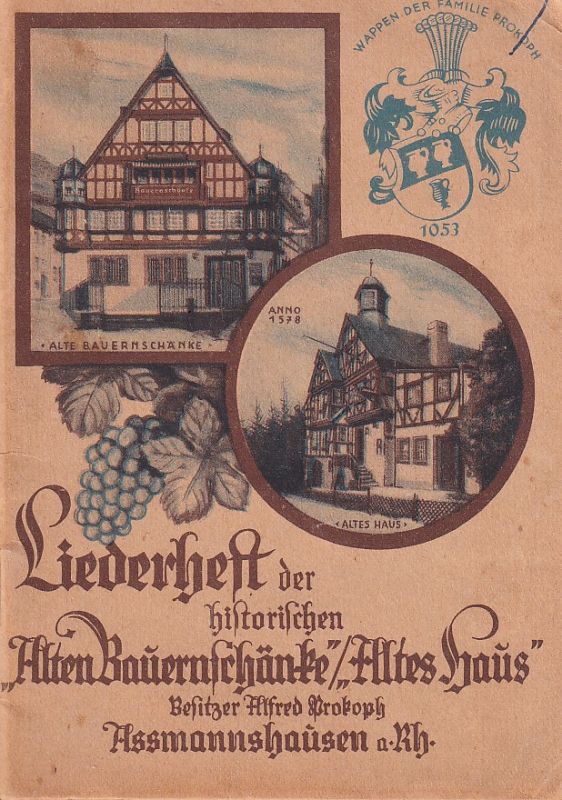 Prokoph,Alfred  Liederheft aus der historischen Alten Bauernschänke / Altes Haus 