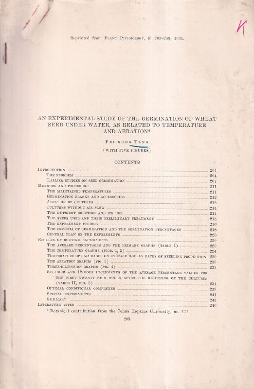 Tang,Pei-Sung  An experimental Study of the Germination of Wheat Seed under Water 