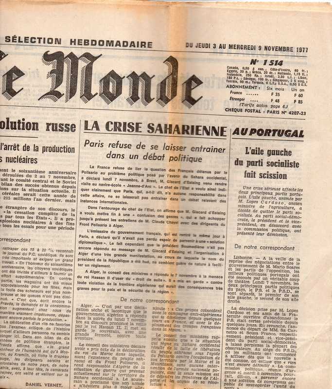 Le Monde  Le Monde Selection Hebdomadaire No. 1514 Du Jeudi 3 au Mercredi 9 