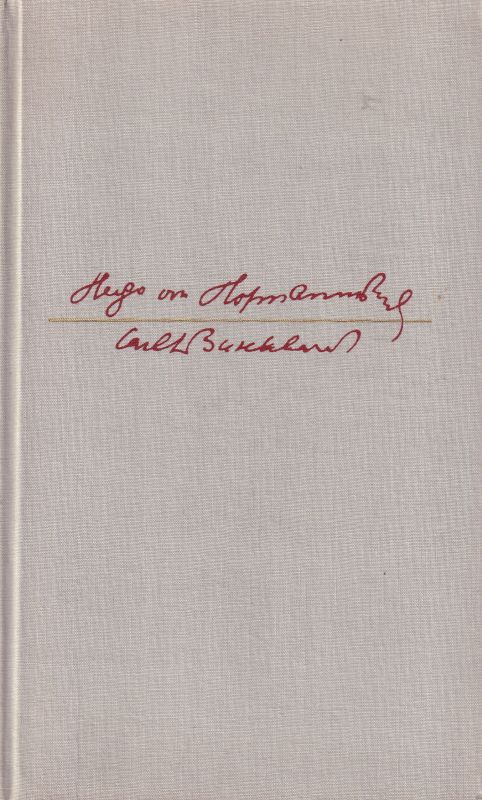 Hofmannsthal,H.v.-Carl J.Burckhardt  Briefwechsel 