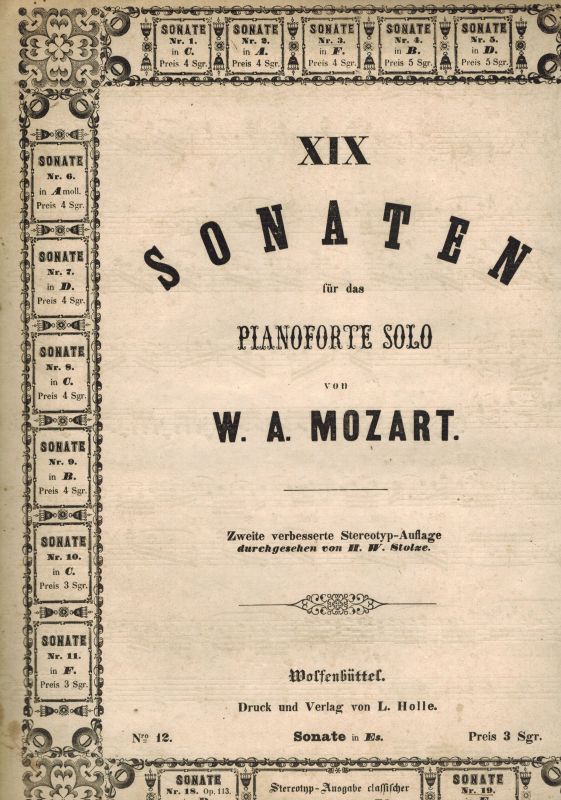 Mozart,Wolfgang Amadeus  XIX Sonaten für das Pianoforte Solo nur Sonate Nr. 12, 13, 17, 19 