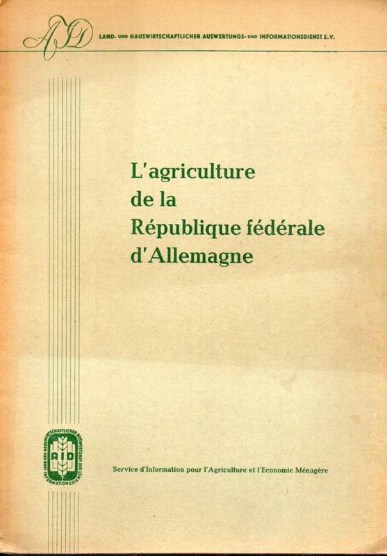 AID  L'agriculture de la Republique federale d'Allemagne 