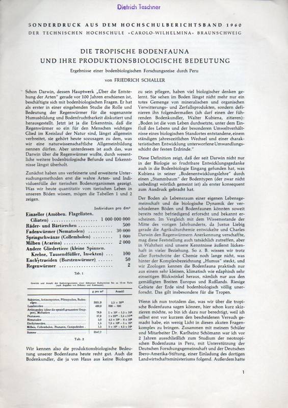 Schaller,Friedrich  Die tropische Bodenfauna und ihre Produktionsbiologische Bedeutung 