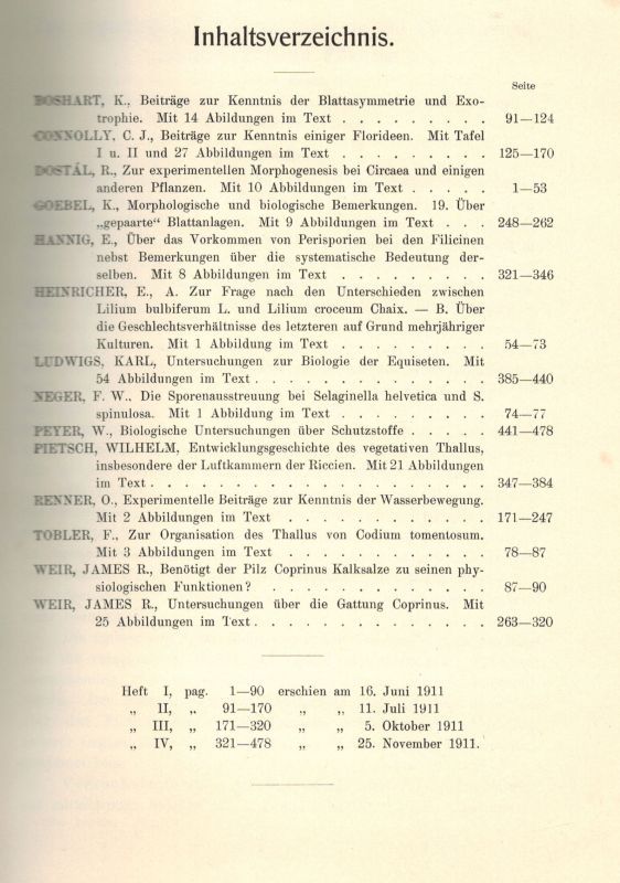 Flora  Flora oder Allgemeine Botanische Zeitung Neue Folge 3.Band 1911 