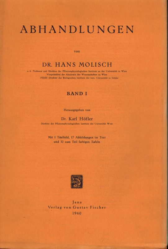 Molisch,Hans  Abhandlungen Band I. 