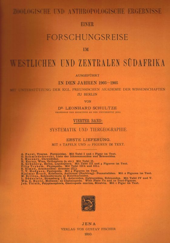 Schultze,Leonhard  Zoologische und Anthropologische Ergebnisse einer Forschungsreise im 