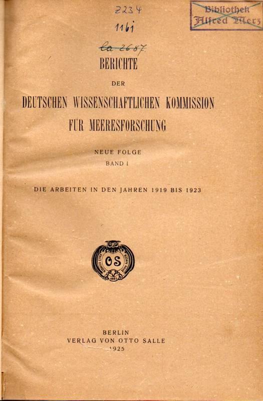 Deutsche Wissenschaftliche Kommission für Meeresfo  Berichte der Deutschen wissenschaftlichen Kommission für 