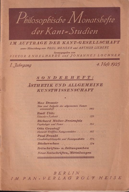 Philosophische Monatshefte  Philosophische Monatshefte der Kant-Studien.1.Jahrgang, Heft 4 