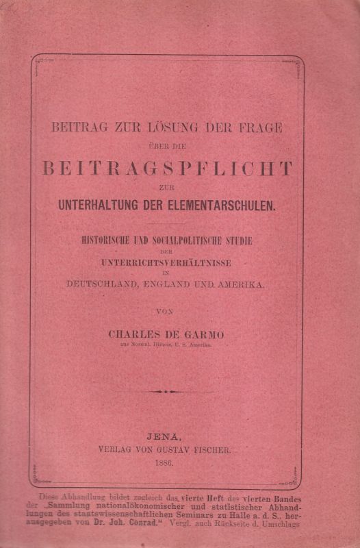 Garmo,Charles de  Beitrag zur Lösung der Frage über die Beitragspflicht zur Unterhaltung 