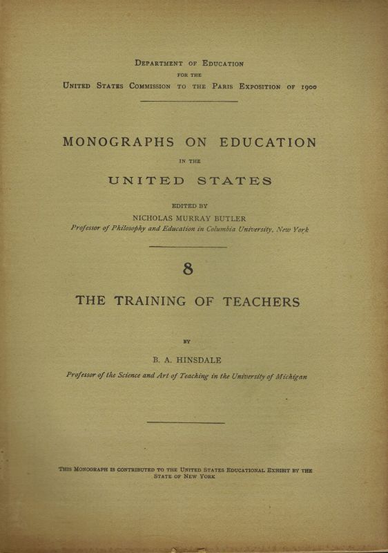 Hinsdale,B.A.  The Training of Teachers 