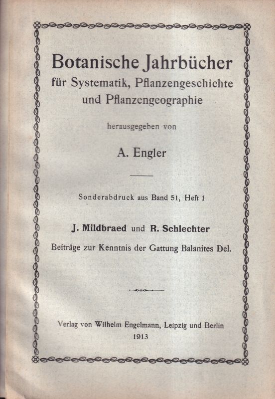 Engler,A.(Hsg): Botanische Jahrbücher  S.A.aus Bd.51,Heft 1 
