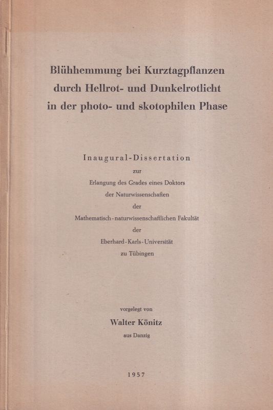 Könitz,Walter  Blühhemmung bei Kurztagpflanzen durch Hellrot-u.Dunkelrotlicht 